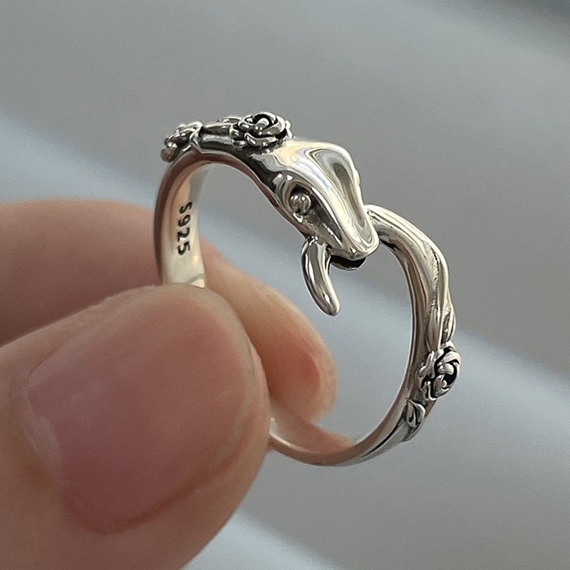 Bague Serpent avec Fleurs en Cuivre