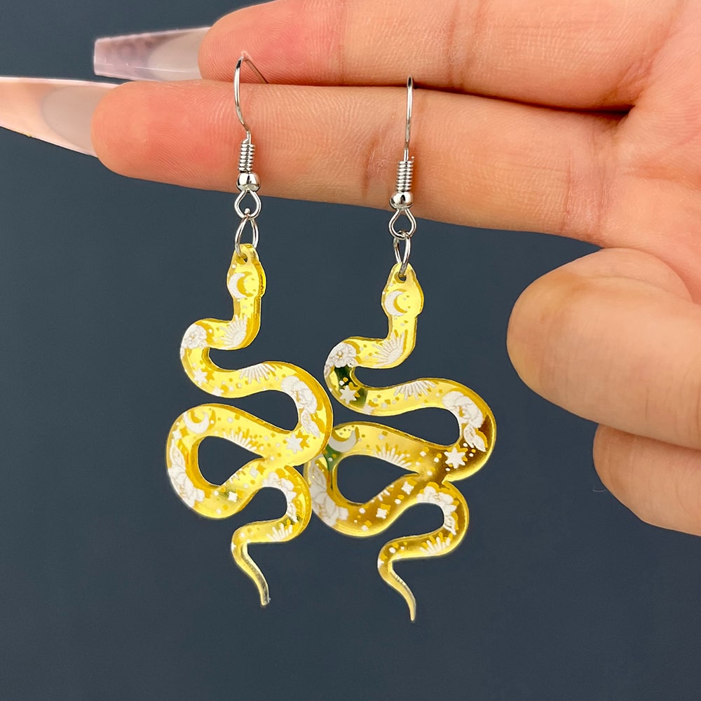Boucles d'Oreilles Serpent Jaunes