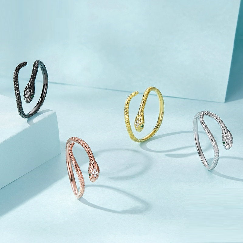 Bague Serpent Fantaisie Ajustable Or (Argent)