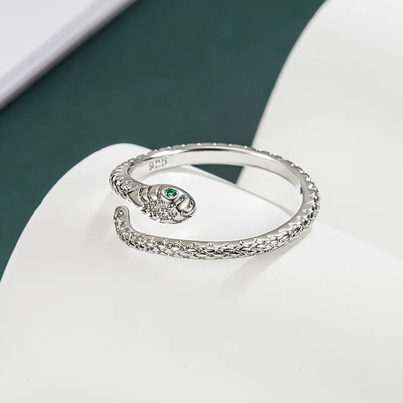 Bague Argent 'Serpent Mythique' argenté (rhodié) - 35 mm - [K2560 Bague Argent 'Serpent Mythique' argenté (rhodié) - 35 mm - [K2560