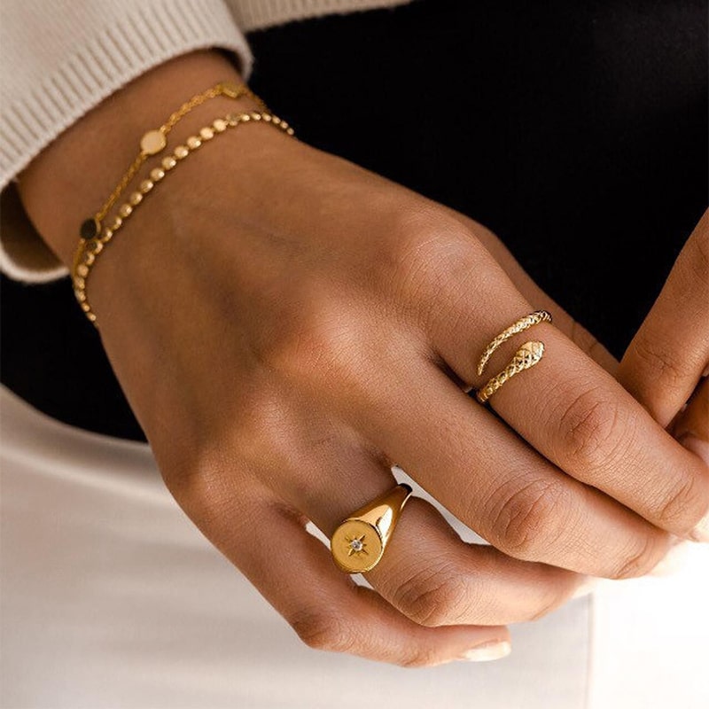 Bague Serpent dorée ajustable femme