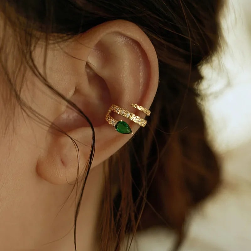 Boucles d'Oreilles Serpent Rondes Dorées