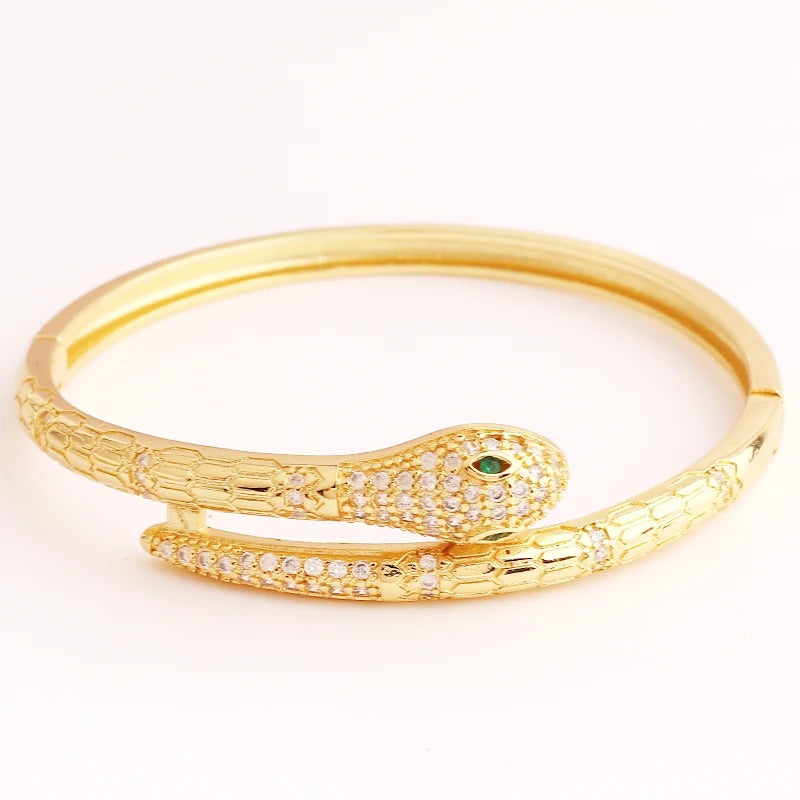 Bracelet Serpent Doré Oxyde de Zirconium