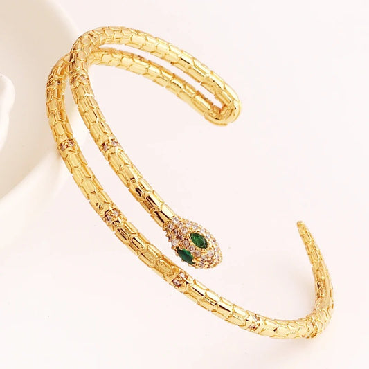 Bracelet Serpent Or Jaune Oxyde de Zirconium Original