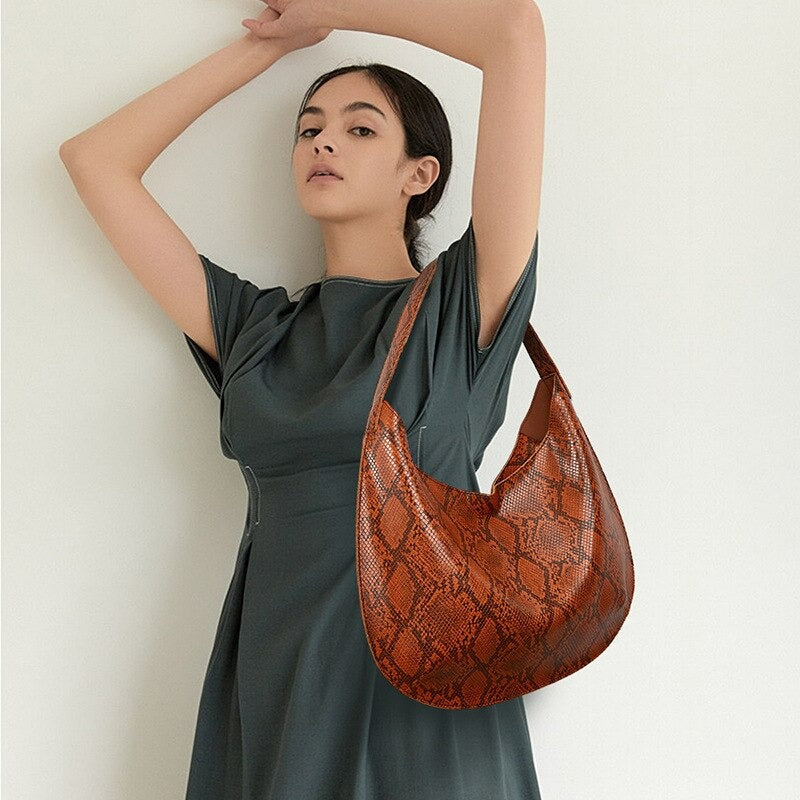 Sac imprimé Serpent Marron