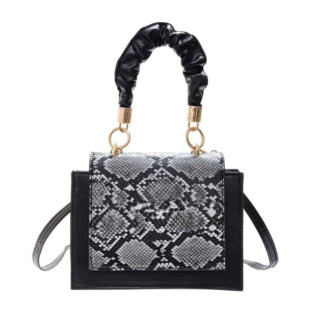 Sac porté travers tendance en cuir rabat serpent brillant - LUPY Sac porté travers tendance en cuir rabat serpent brillant - LUPY