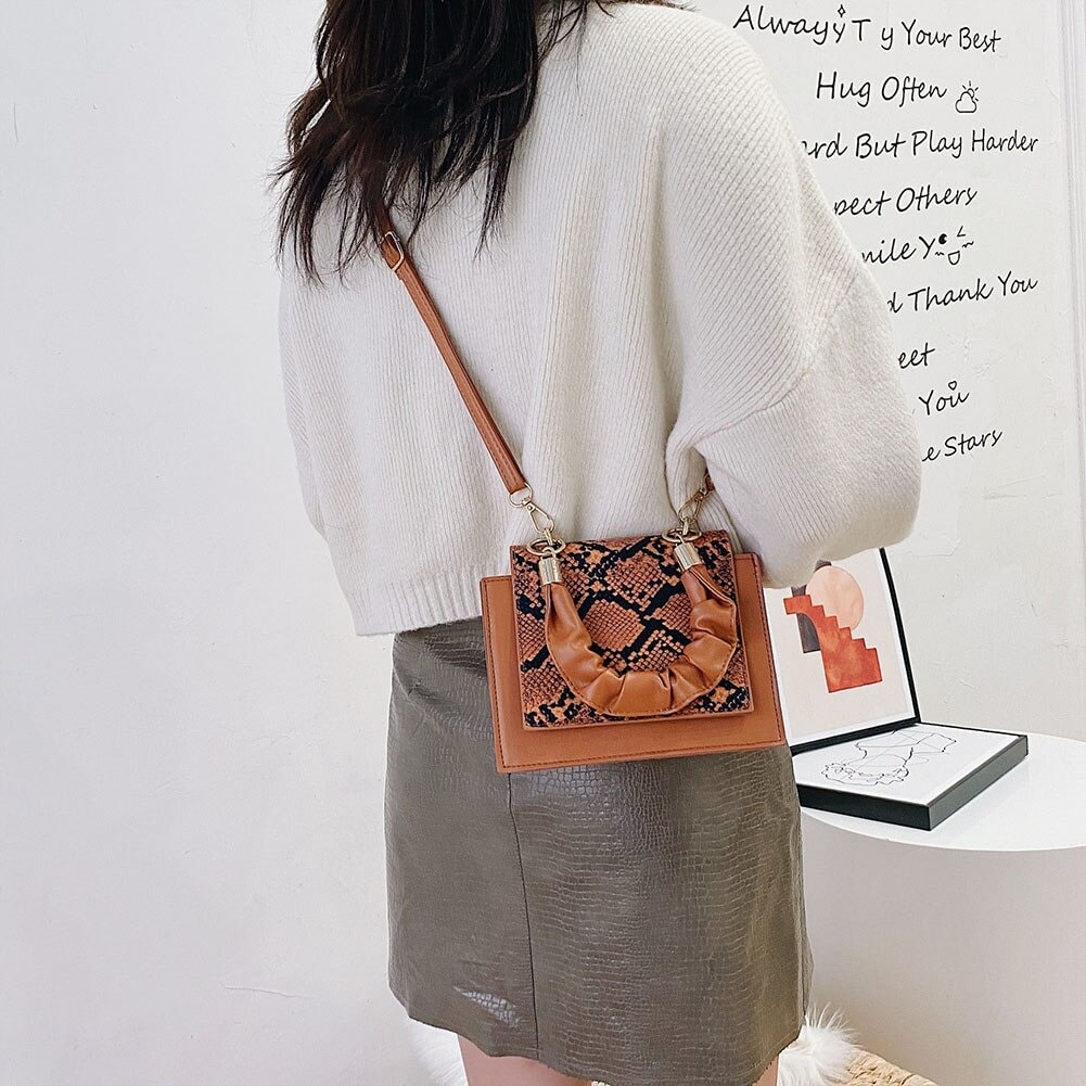 Sac Serpent Carré Marron