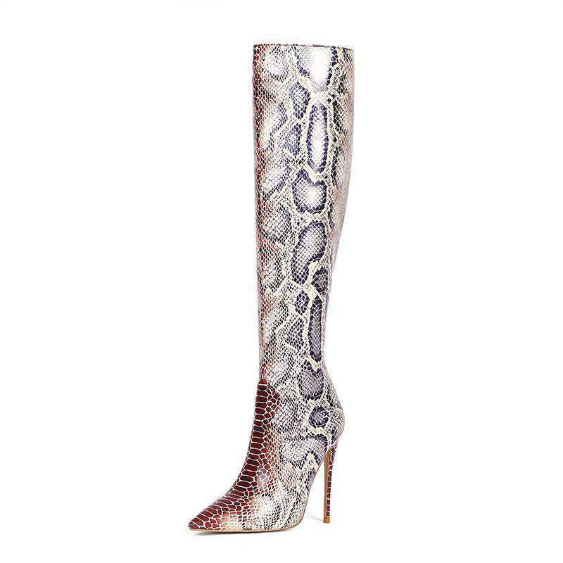 Bottes Cuissardes Serpent marron et blanc