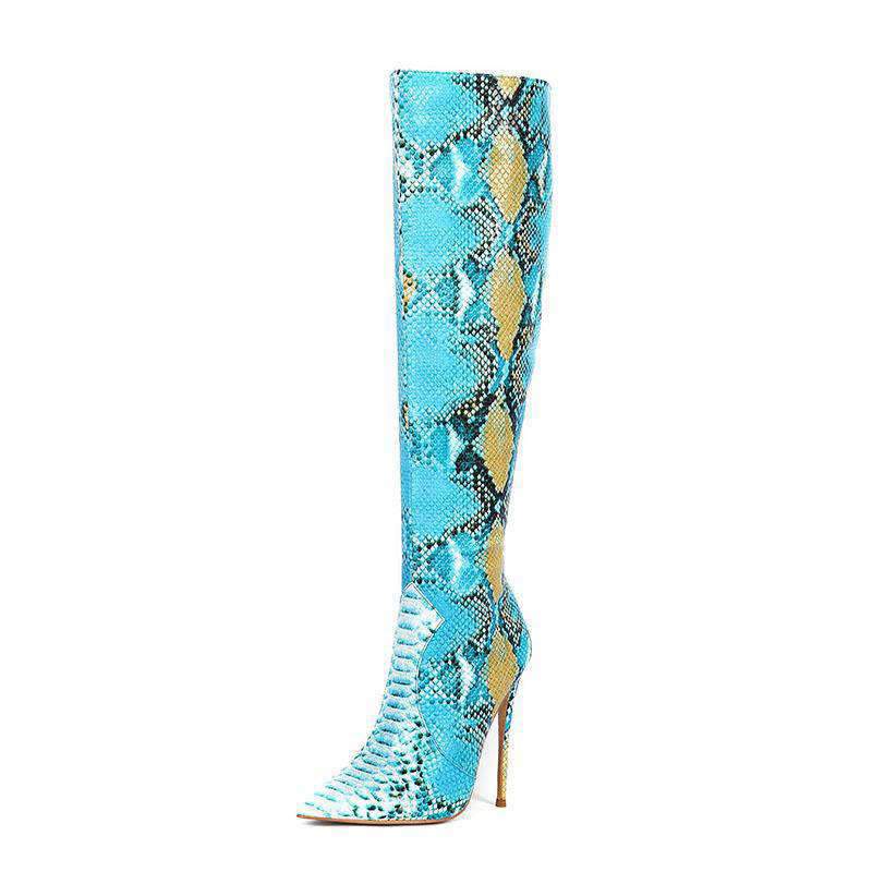 Bottes Cuissardes Serpent bleu clair