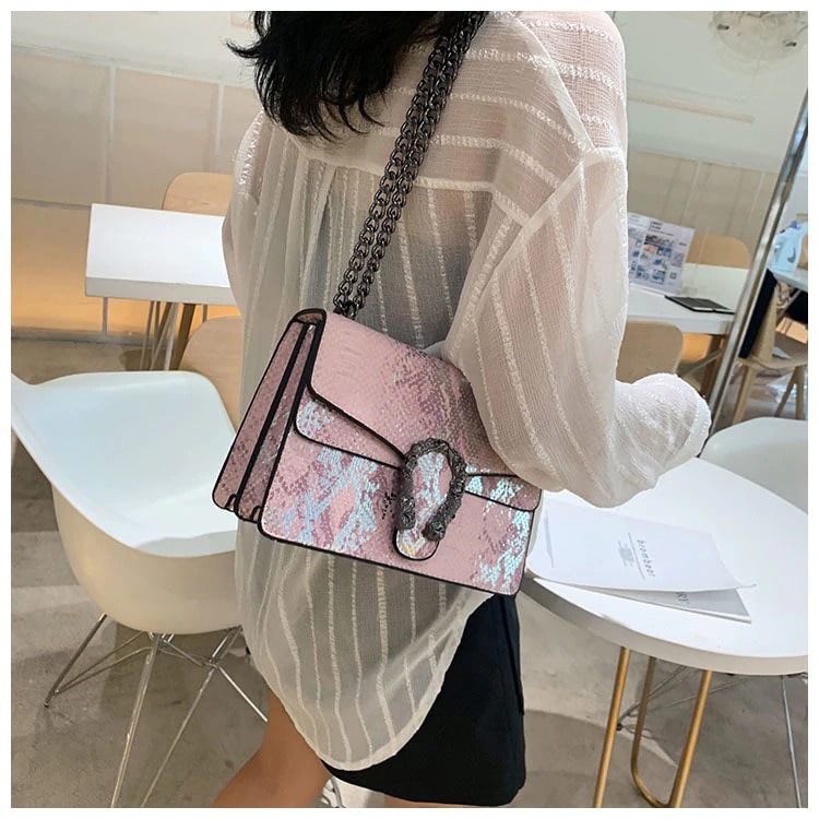 Sac imprimé Python Rose