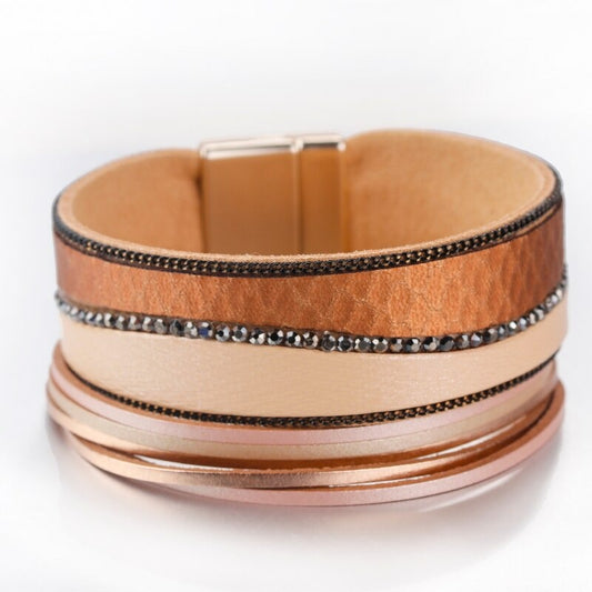 Bracelet Serpent Cuir Fantaisie Marron