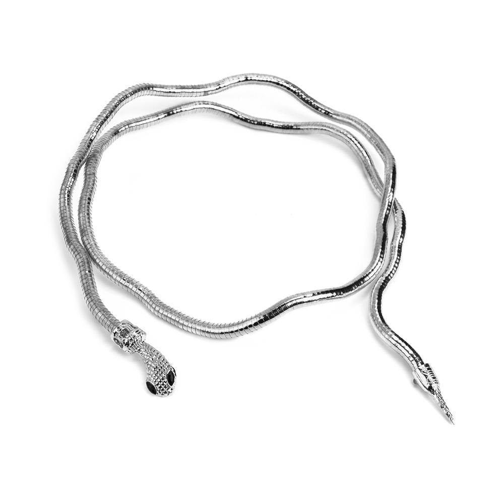 Collier forme Serpent enroulé argenté