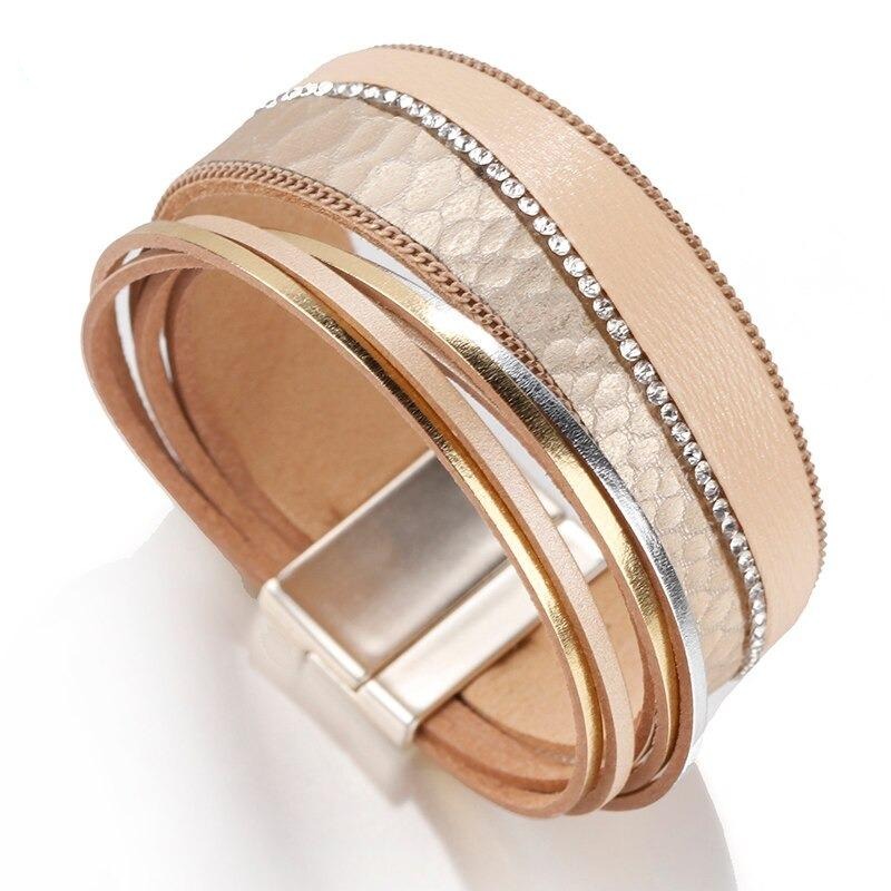 Bracelet Serpent Cuir Beige