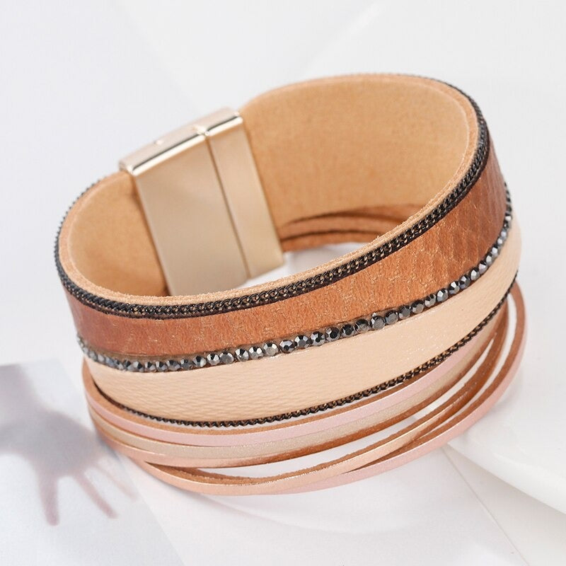 Bracelet peau de Serpent Cuir Beige