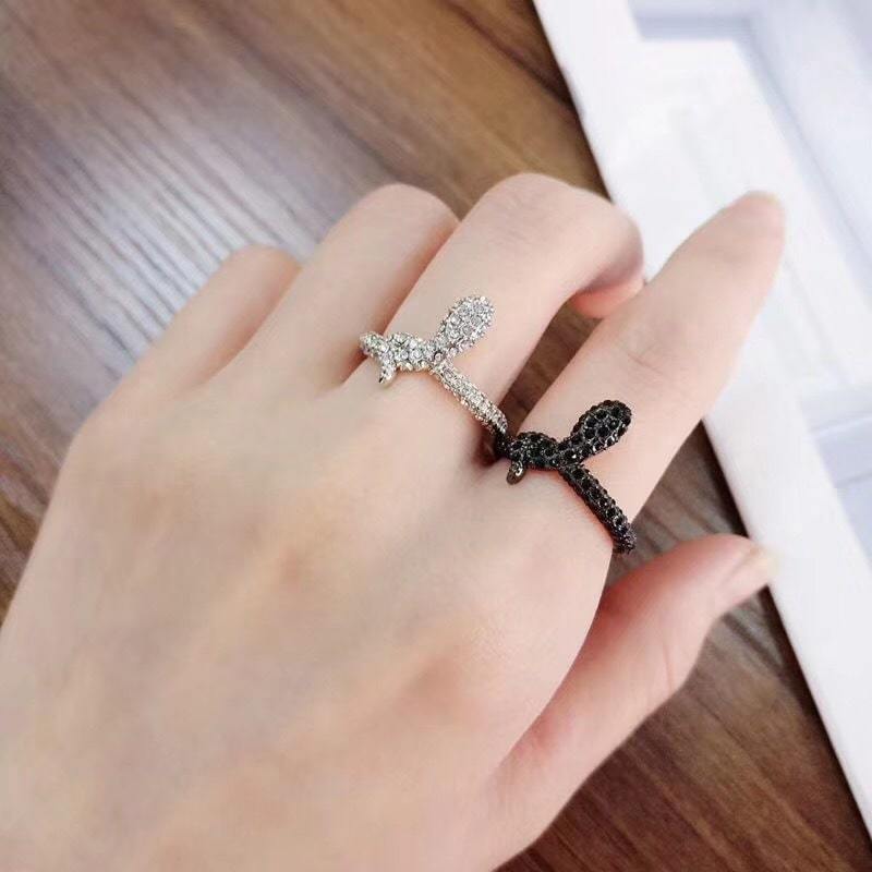 Bague Serpent Luxe Féminin Noir