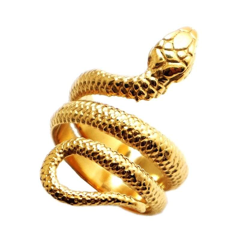 Bague Serpent Acier Or