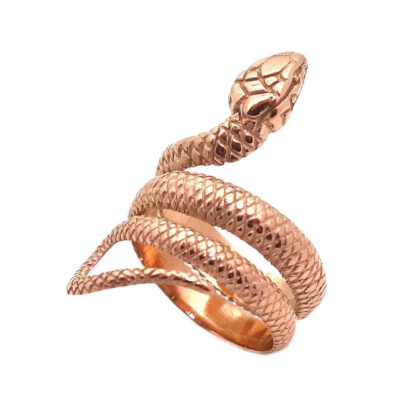Bague Serpent Acier Or Rose