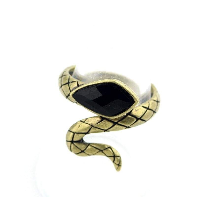 Bague Serpent Agate Noire Rétro