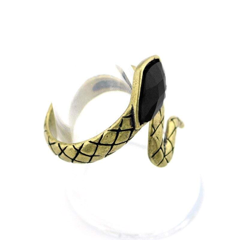 Bague Serpent Agate Noire Rétro