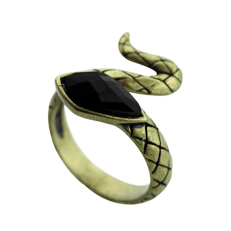 Bague Serpent Agate Noire Rétro