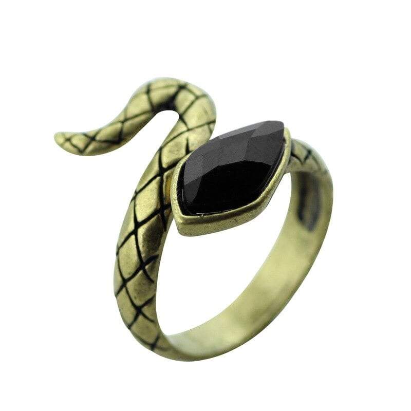 Bague Serpent Agate Noire Rétro