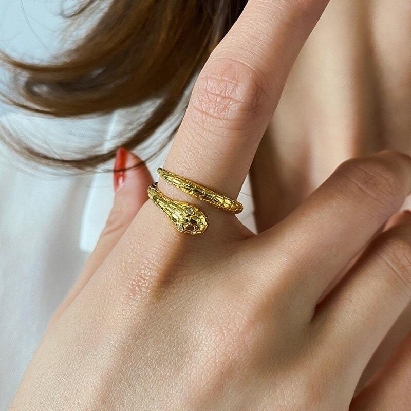 Bague Serpent Ajustable Or
