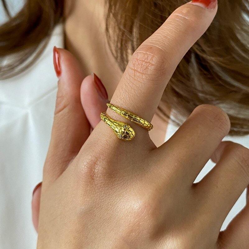 Bague Serpent Ajustable Or