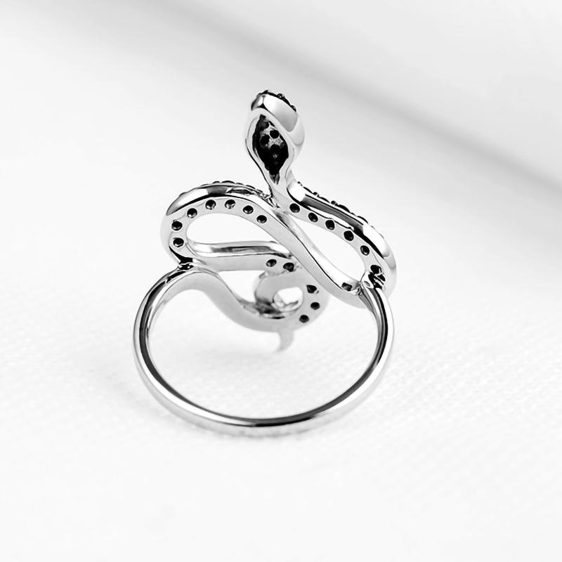 Bague Serpent Diamant Noir (Argent)