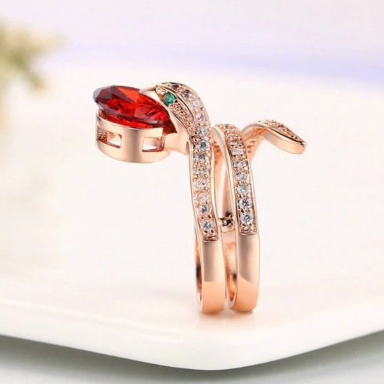 Bague Serpent femme Diamant Rouge