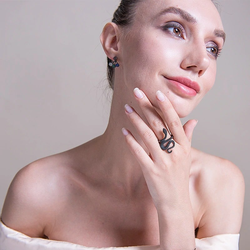 Bague Serpent femme Diamant Noir