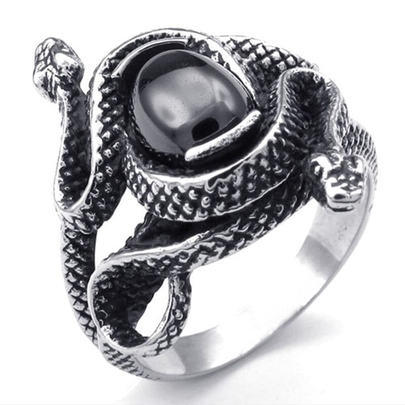 Bague Serpent Œil de Sauron Noir