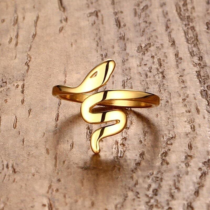 Bague Serpent Or en Acier