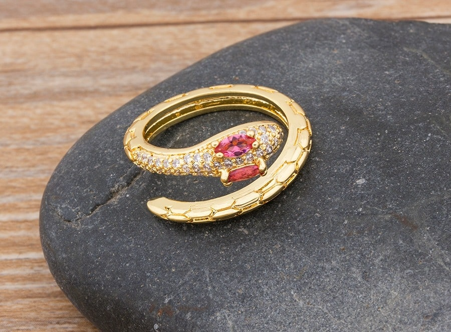Bague Serpent Or Diamant Rose