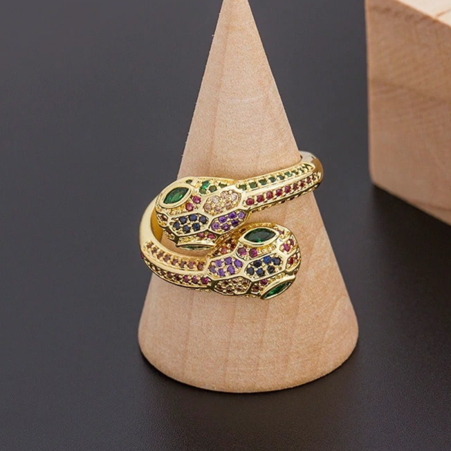 Bague Serpent Or colorée