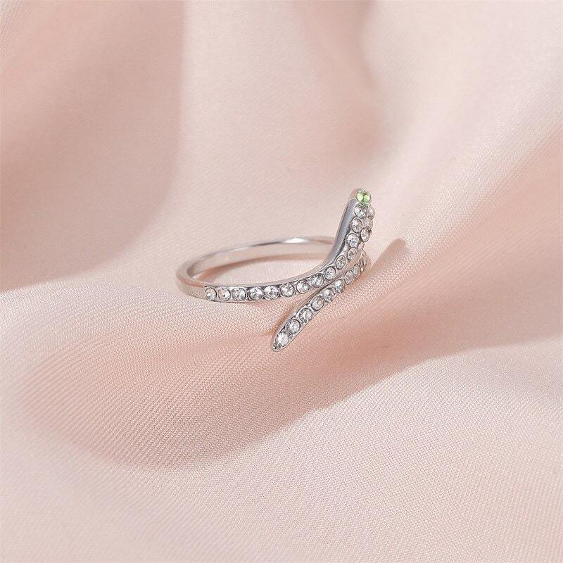 Bague Serpent Strass Argenté