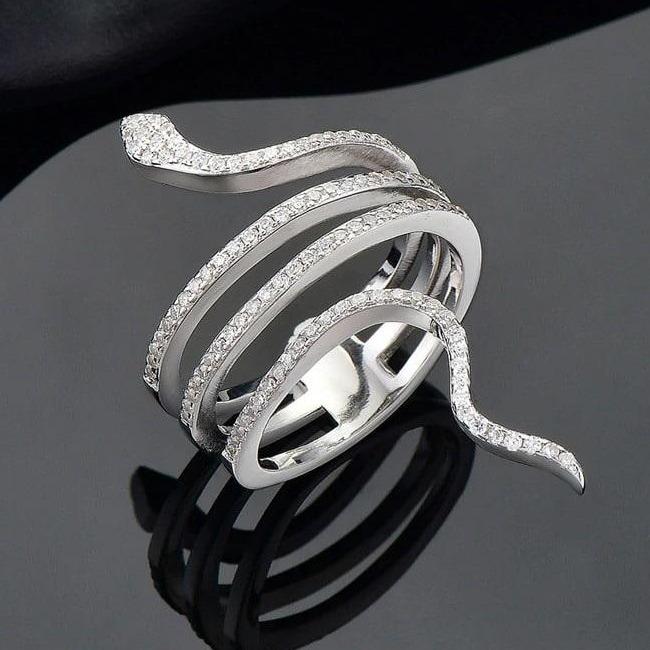 Bague Serpent Zirconium Féminin (Argent)