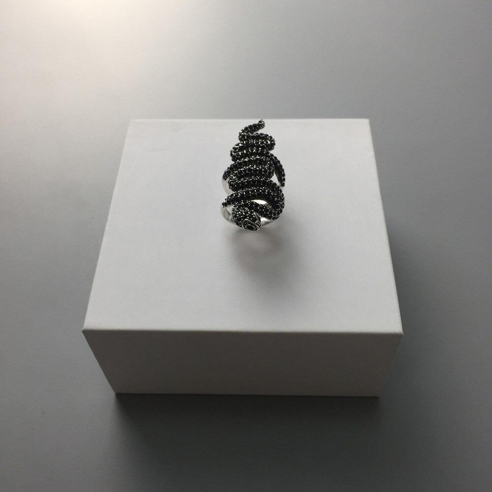 Bague Serpent Zirconium Noir (Argent)