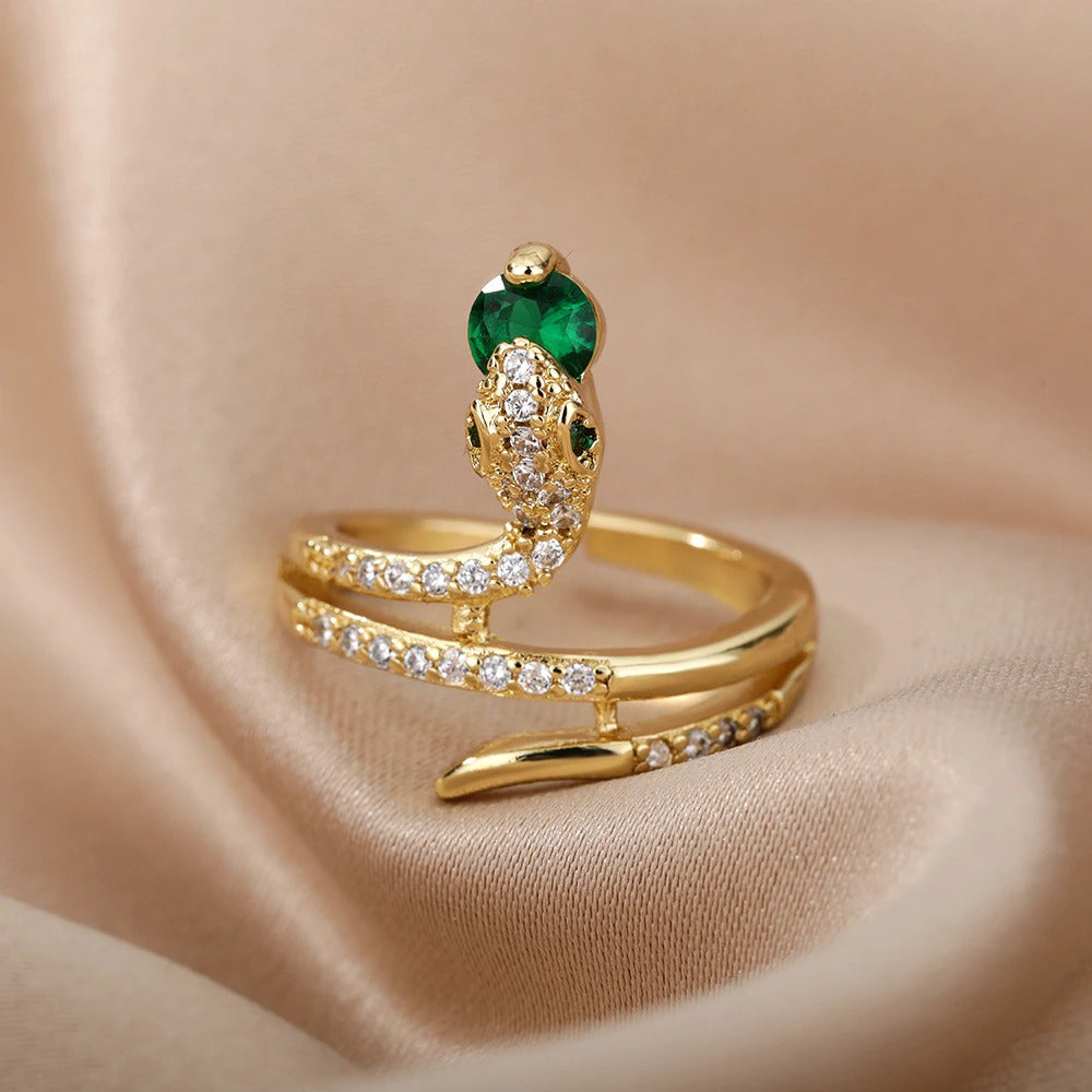 Bague Serpent dorée avec cristal