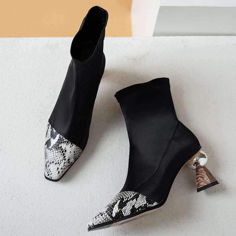 Bottines à Talon Serpent noir