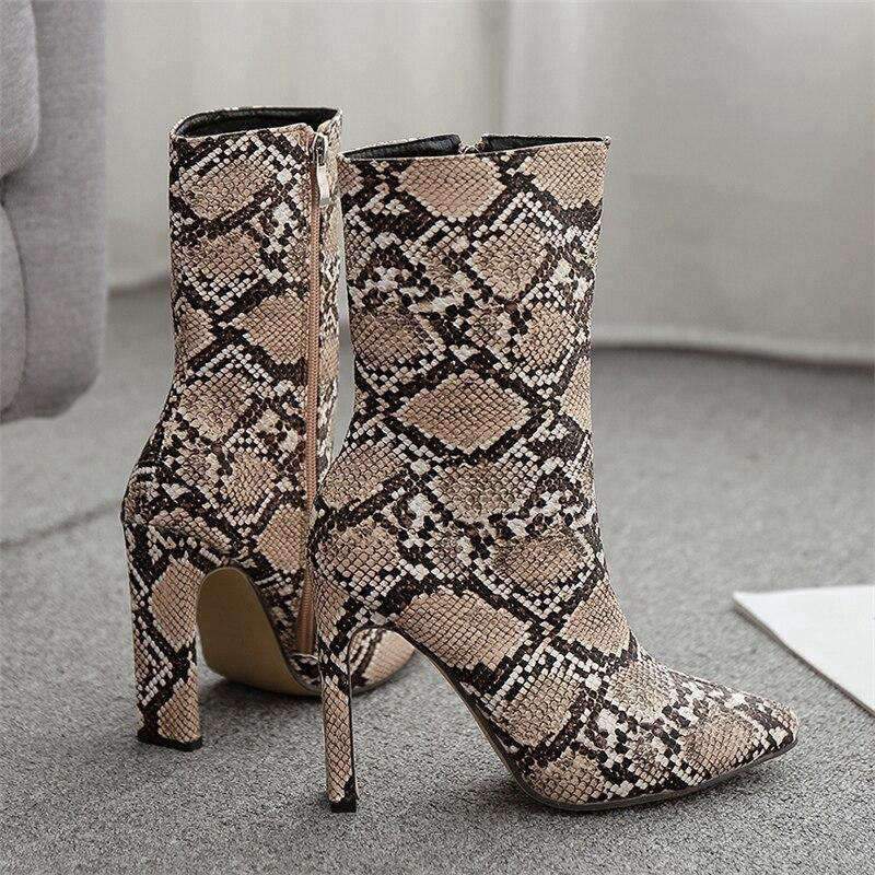 Bottines à Talons Serpent marron