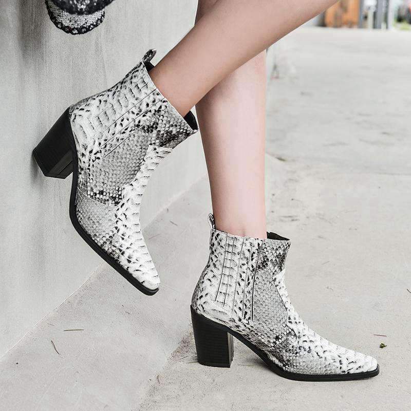Bottines Serpent Cowboy Femme blanc