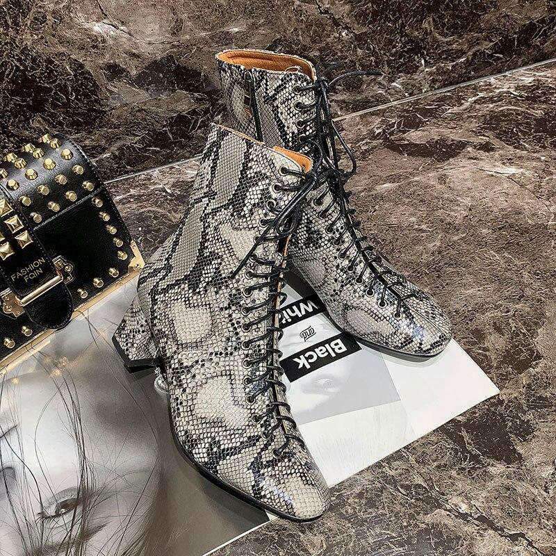 Bottines Effet Serpent Cuir lacets