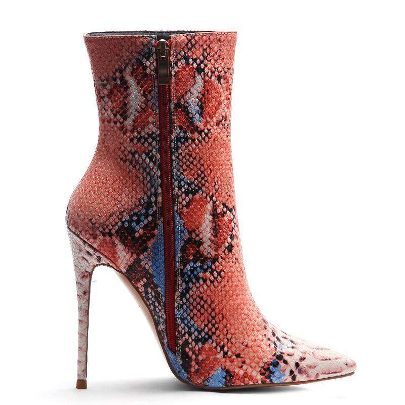 Bottines python Rouge