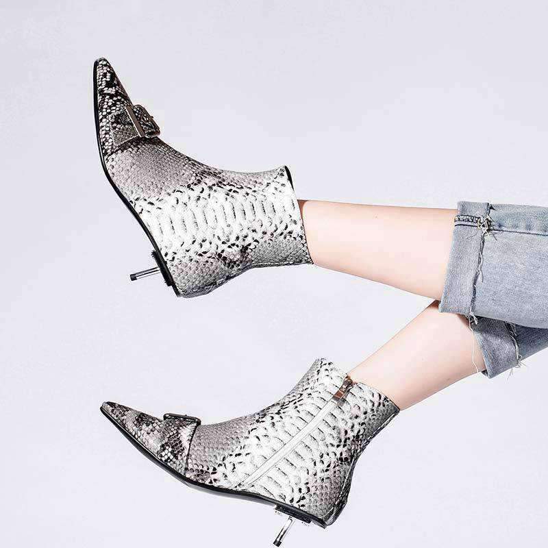 Bottines python Femme Cuir