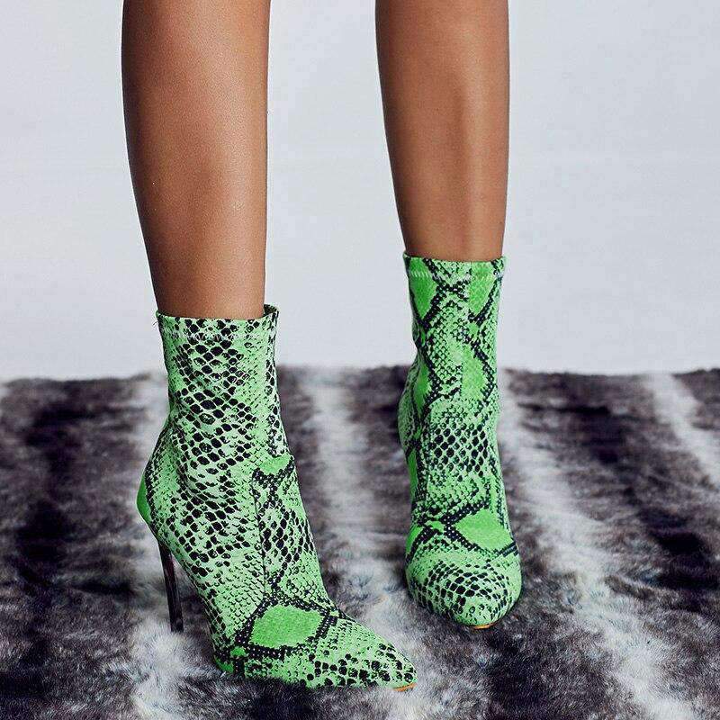 Bottines Serpent Vert