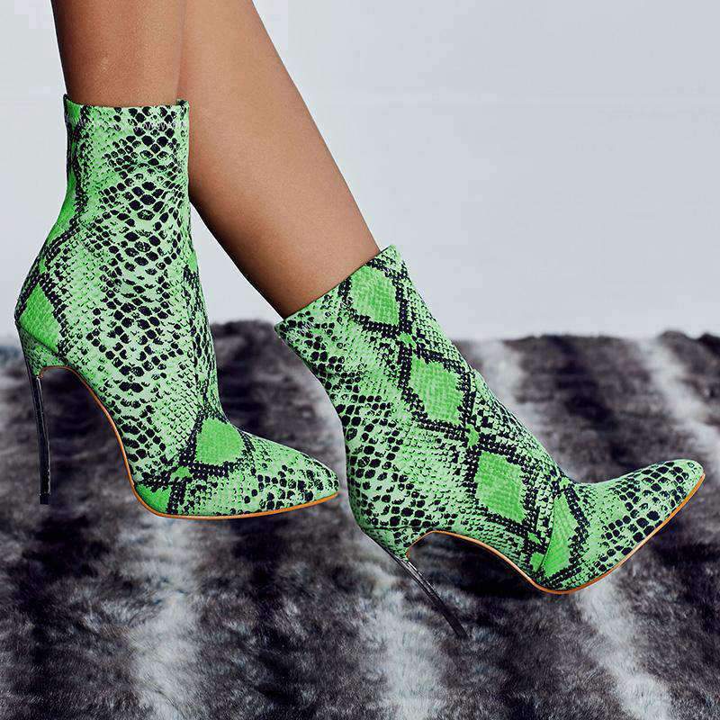 Bottines Imprimé Serpent Vert