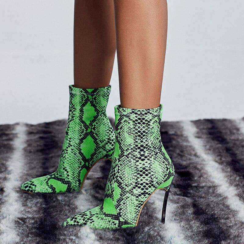 Bottines python Vert