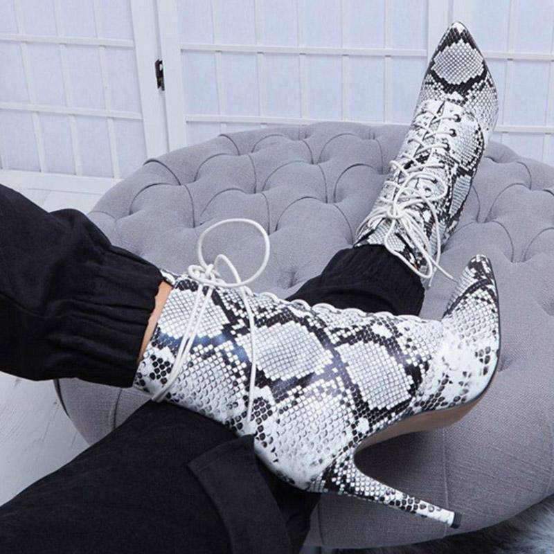 Bottines Serpent Blanc femme