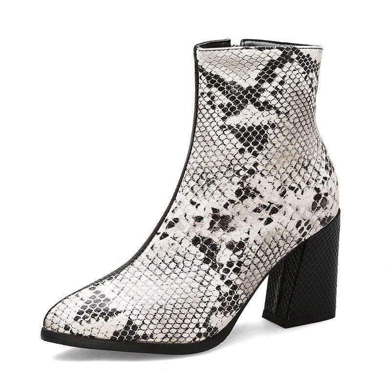 Bottines Serpent blanc Bi-ton