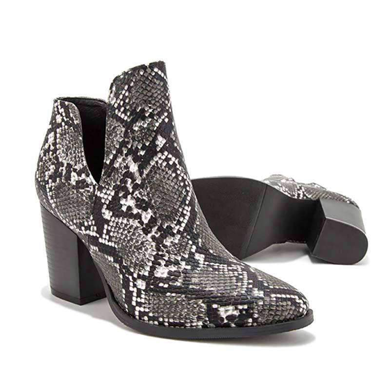 Bottines Serpent Noir talon carré